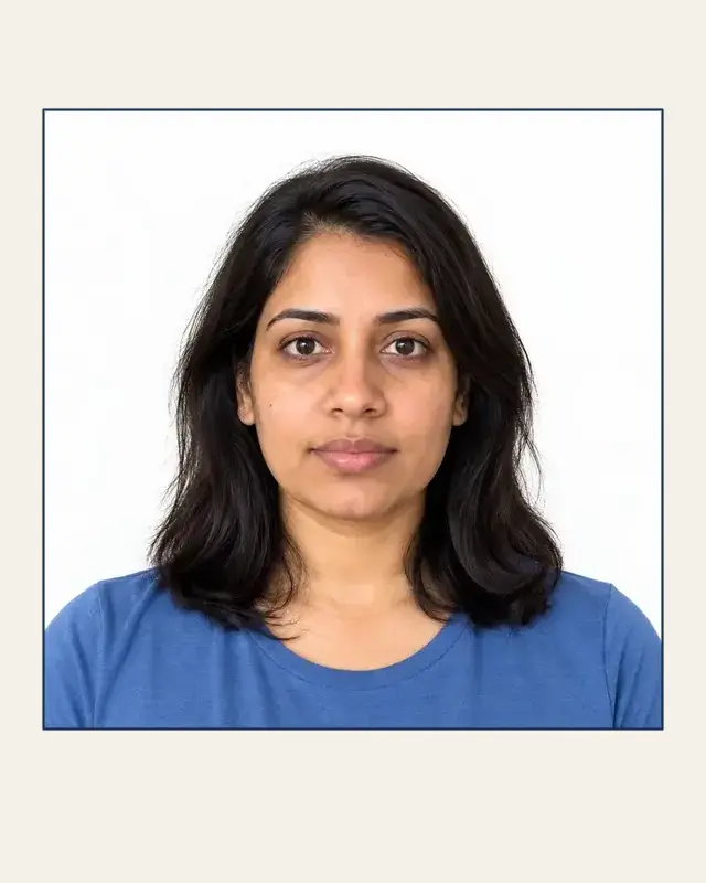 The same person centered in a square DV photo on a plain white background.